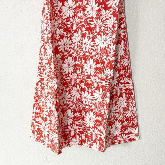 Madewell Dress Womens Mini Red Floral Linen Linen Blend Beachy Summer 00 NEW - Picture 6 of 8